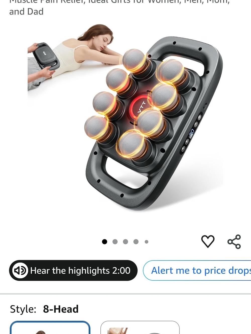 8-Head Electric Percussion Massager - Black